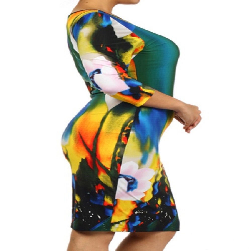 Multicolored Tea Dress - Picture 3 of 5